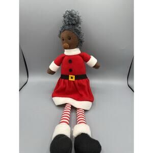 Mrs. Claus Christmas Plush Doll Red Dress Black Boots 18” African American
